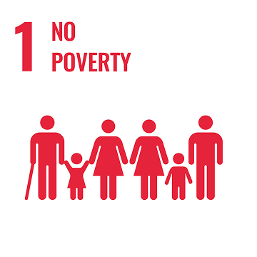 Icon for No Poverty SDG of family silhouettes.