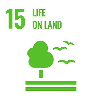 Icon for Life on Land SDG of tree and birds.