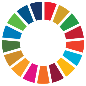 Sustainable Development Goals icon of a circle made up of various colored wedges.